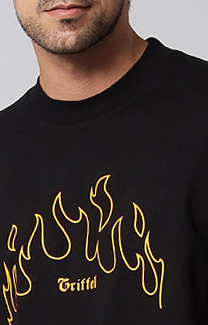 Men's Black Printed Co-ords