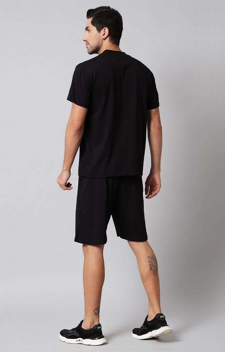 Men's Black Printed Co-ords