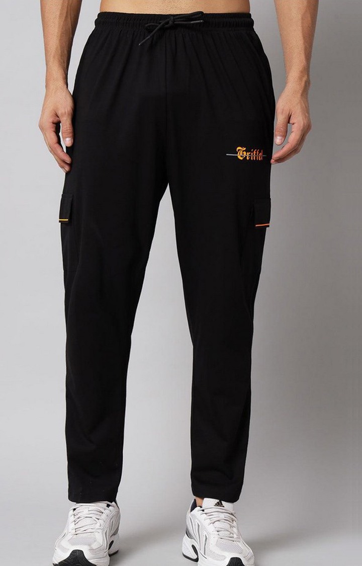 Men's Black Solid Tracksuits