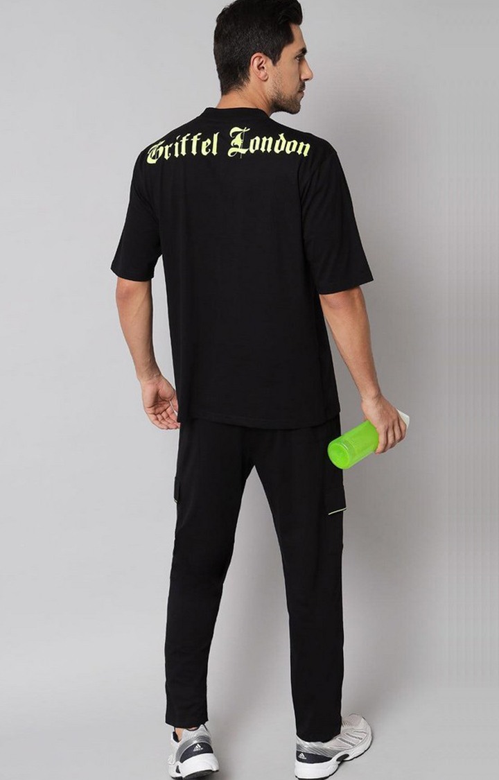 Men's Black Solid Tracksuits