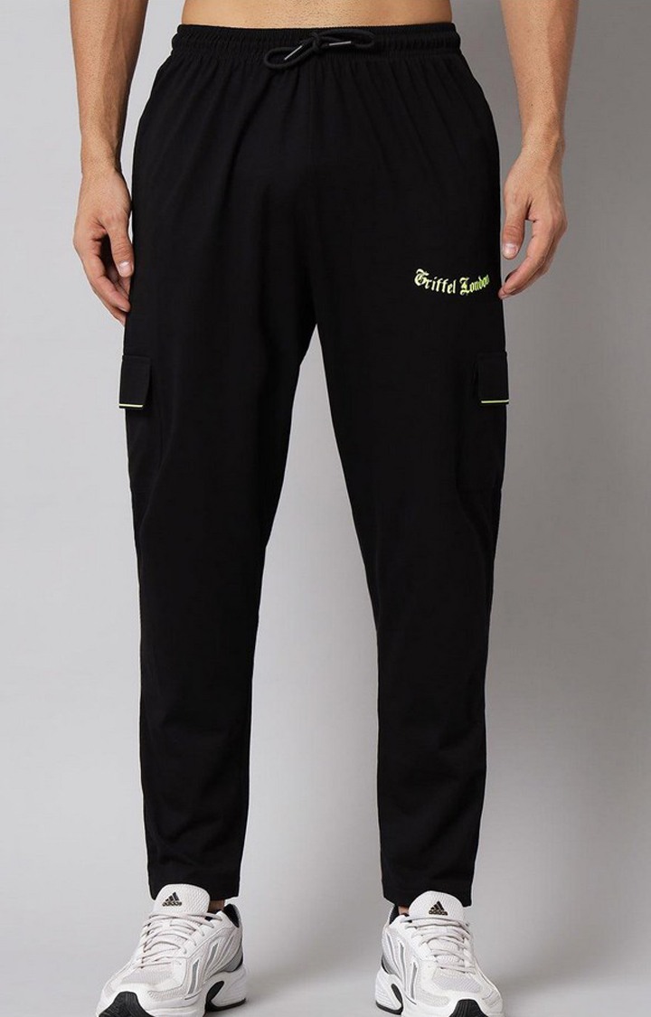 Men's Black Solid Tracksuits