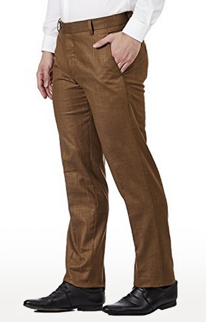 Formal Trouser: Check Men 3Dark Brown Cotton Rayon Formal Trouser at Cliths