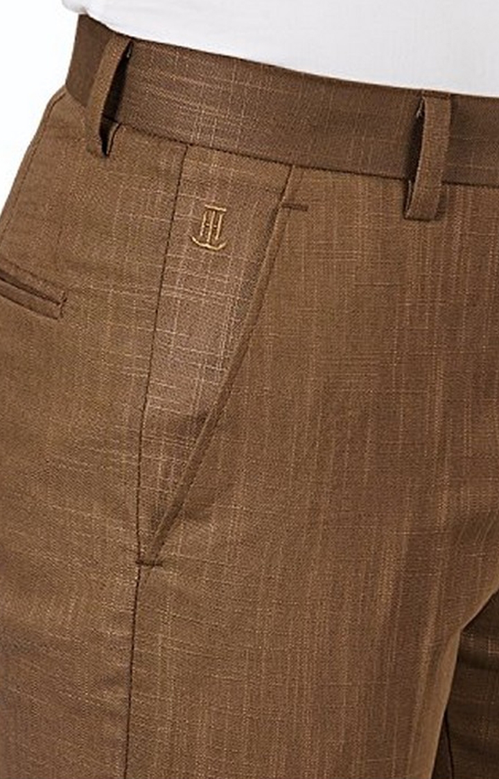 TAHVO | TAHVO Men Brown Formal Trousers 4