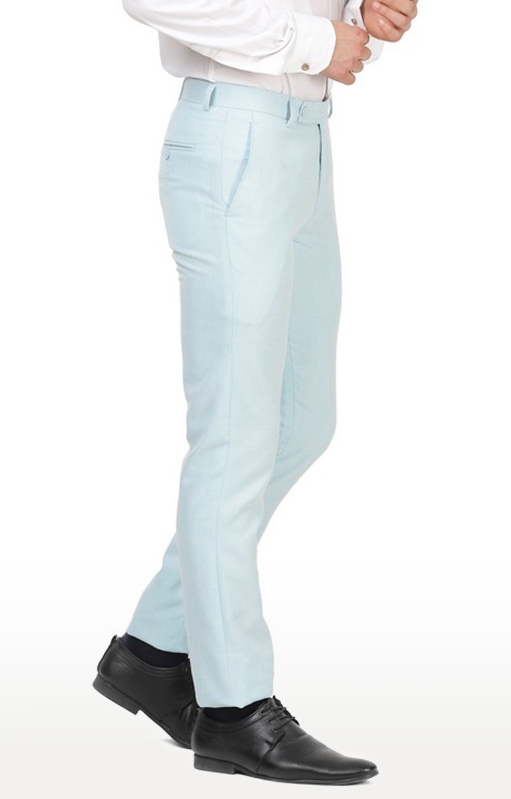 Men's Slim Fit Formal Trousers | Formal Pants for Men | Regular Fit |  Lightweight | Non Stretchable | Solid Stitching for Office | Party & Casual  Wear | Aqua Blue