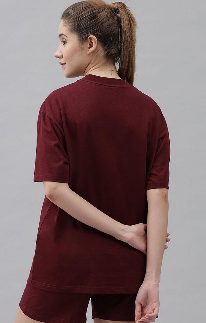 Women's Maroon Solid Co-ords