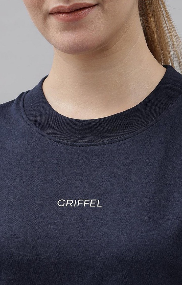 Women's Navy Blue Solid Co-ords