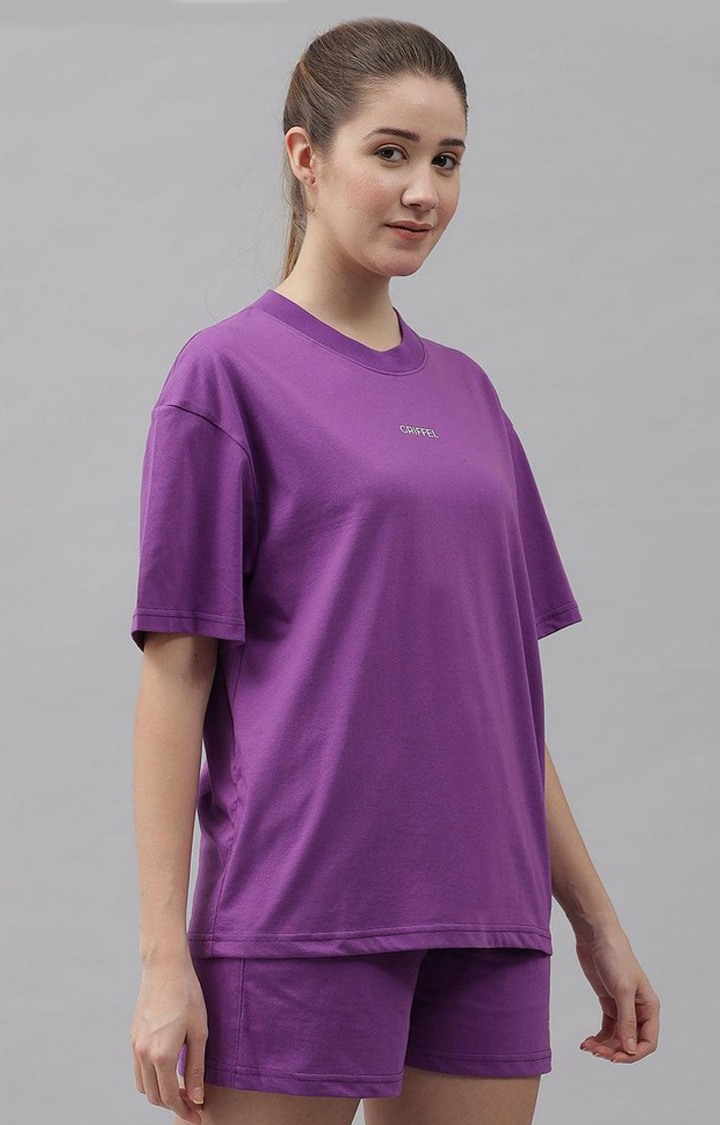 Women's Purple Solid Co-ords