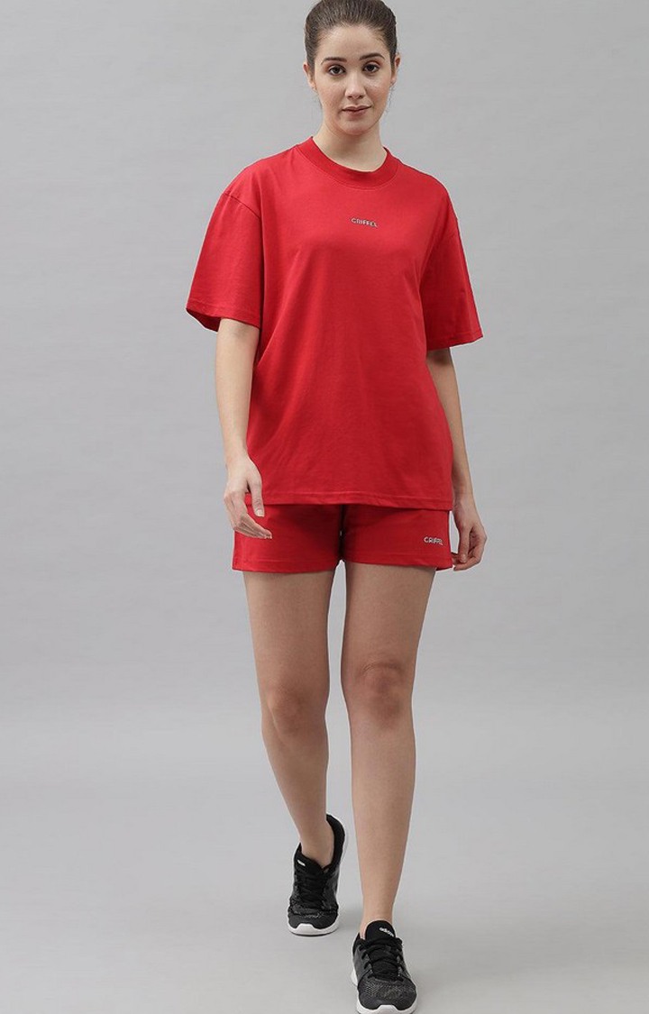 Women's Red Solid Co-ords
