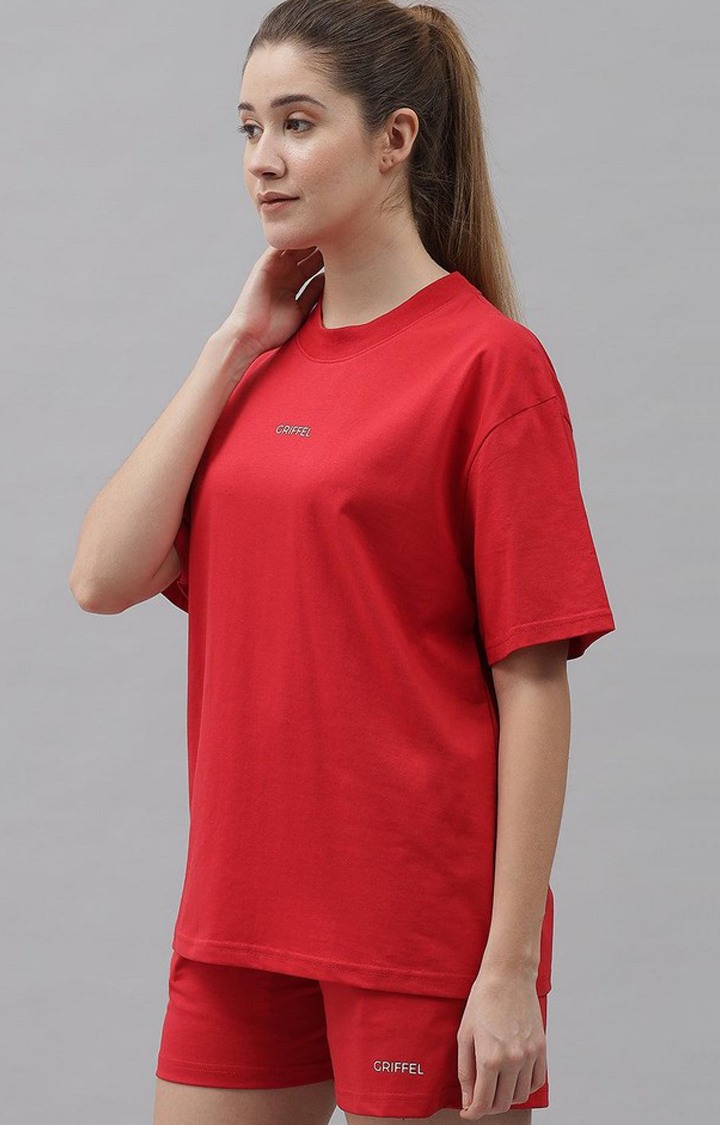 Women's Red Solid Co-ords