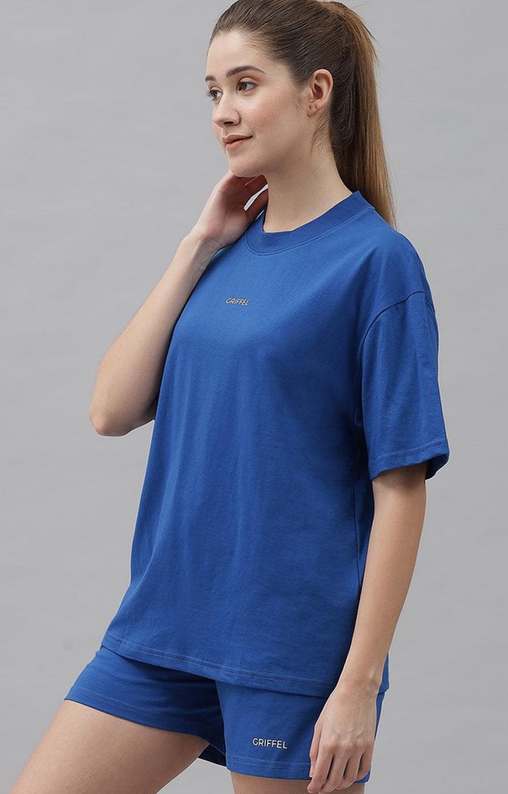 Women's Royal Blue Solid Co-ords