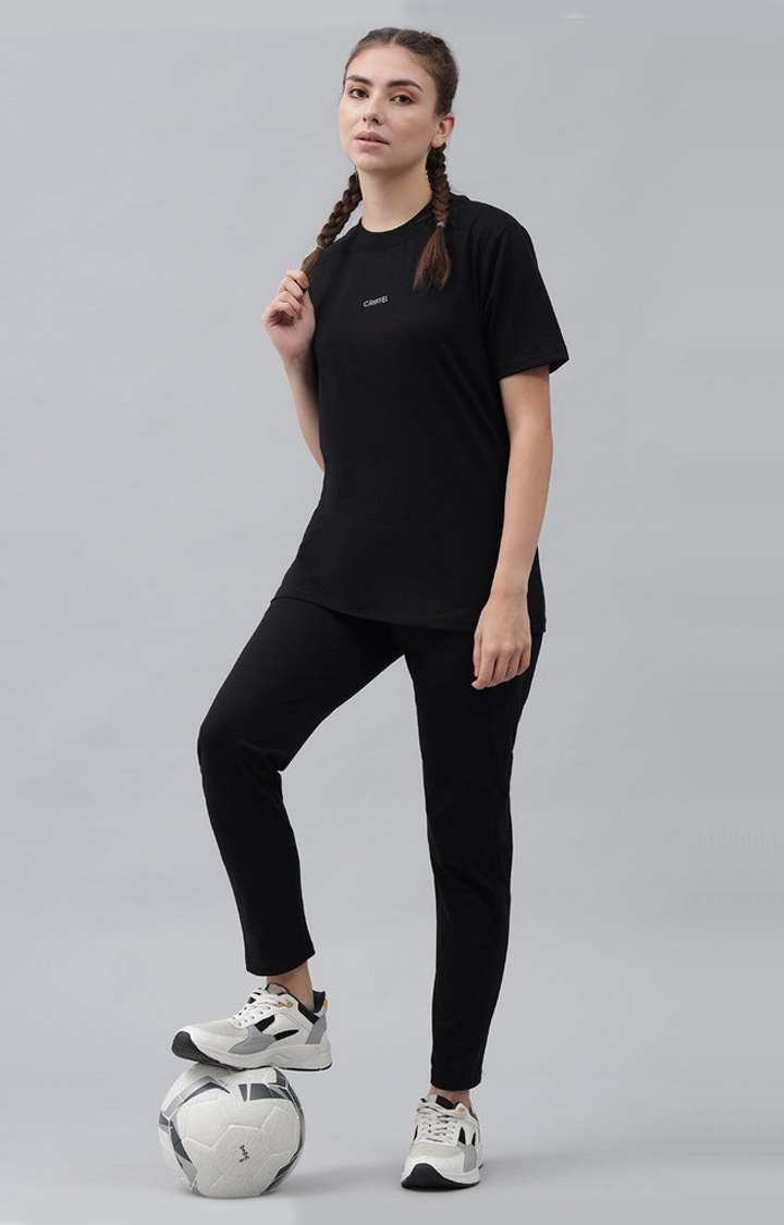 Women's Black Solid Tracksuits
