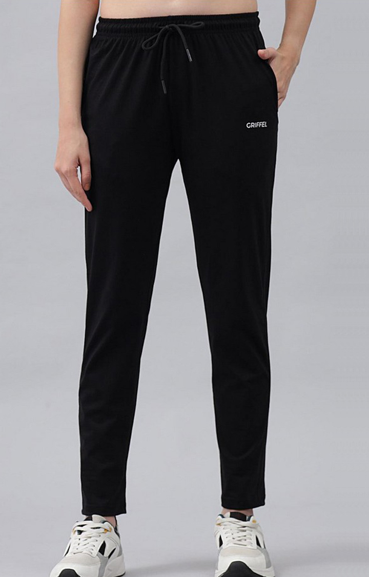 Women's Black Solid Tracksuits