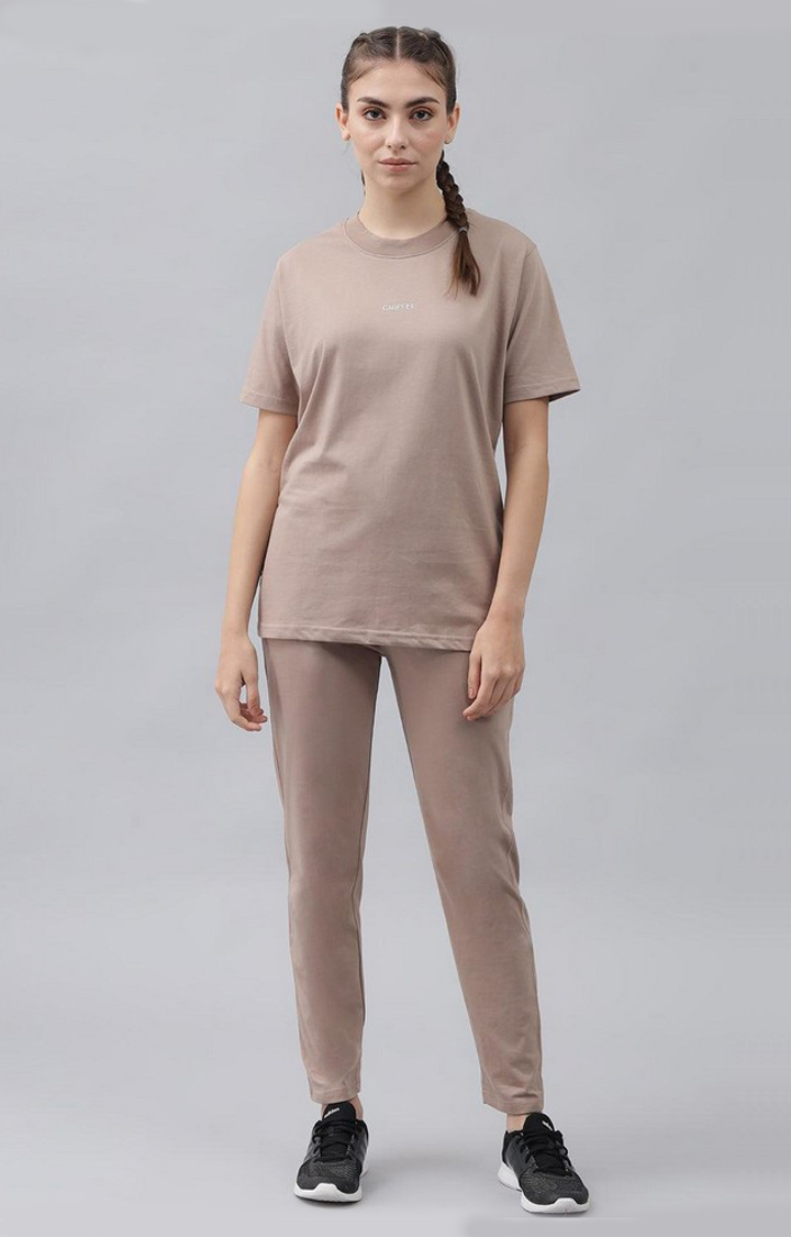 Women's Brown Solid Tracksuits