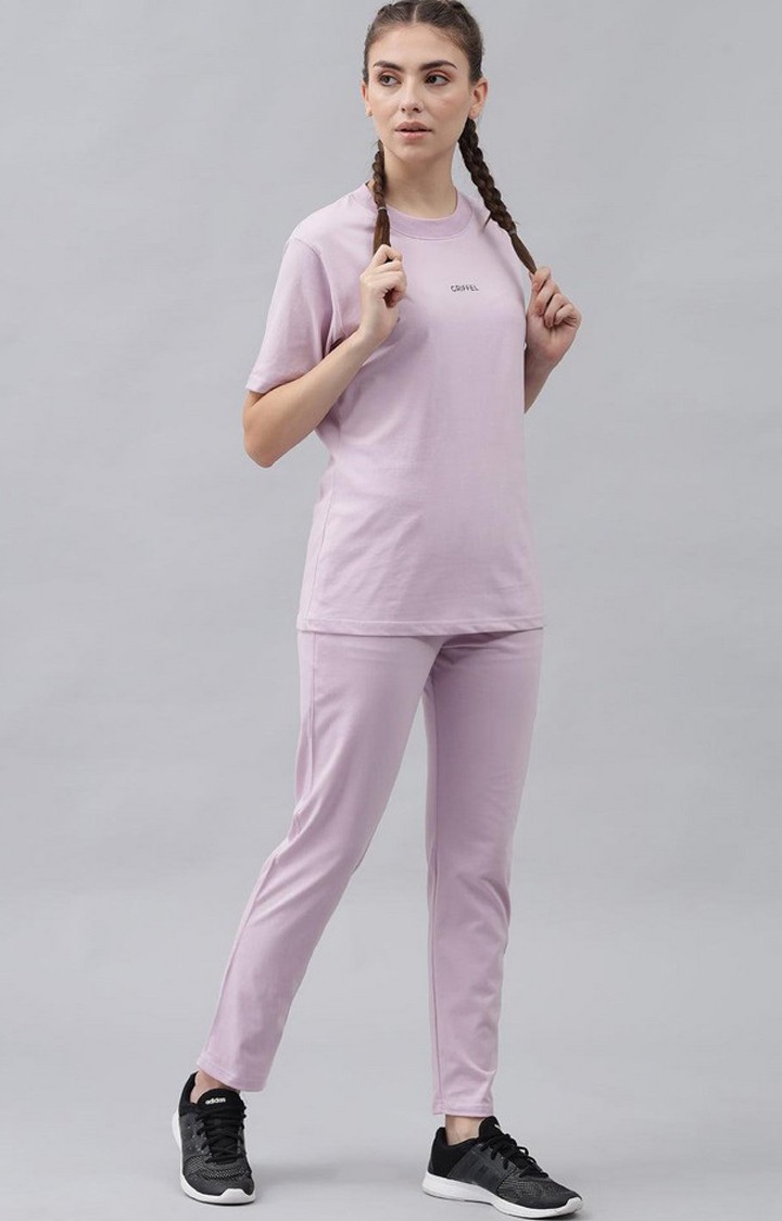 Women's Light Purple Solid Tracksuits