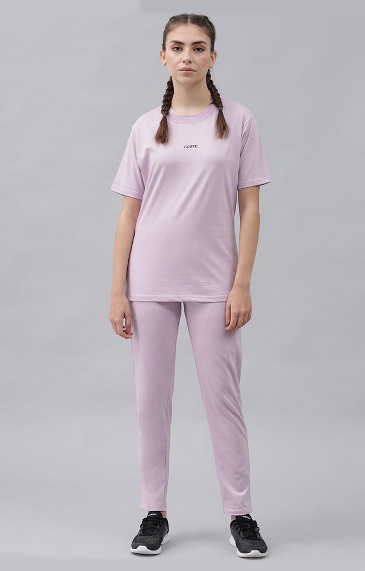 Women's Light Purple Solid Tracksuits