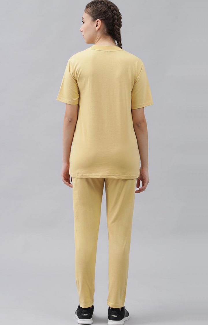 Women's Light Yellow Solid Tracksuits