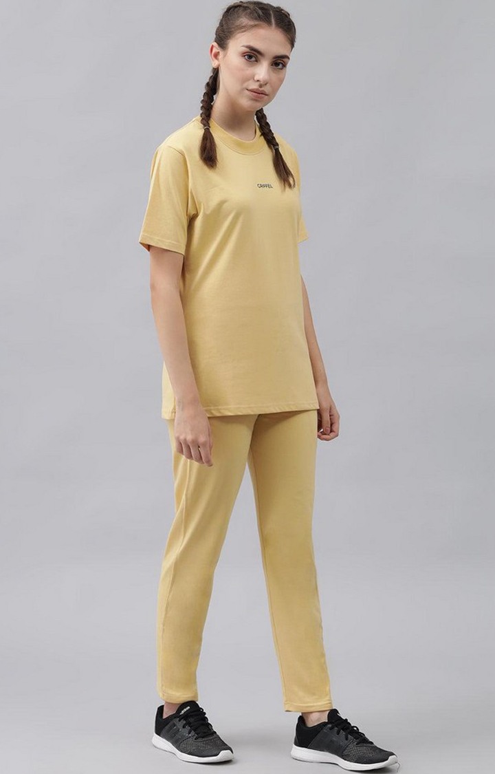 Women's Light Yellow Solid Tracksuits