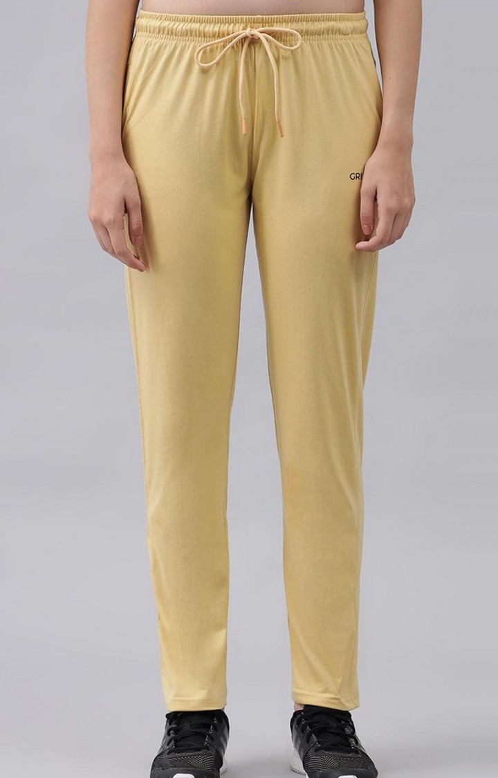 Women's Light Yellow Solid Tracksuits