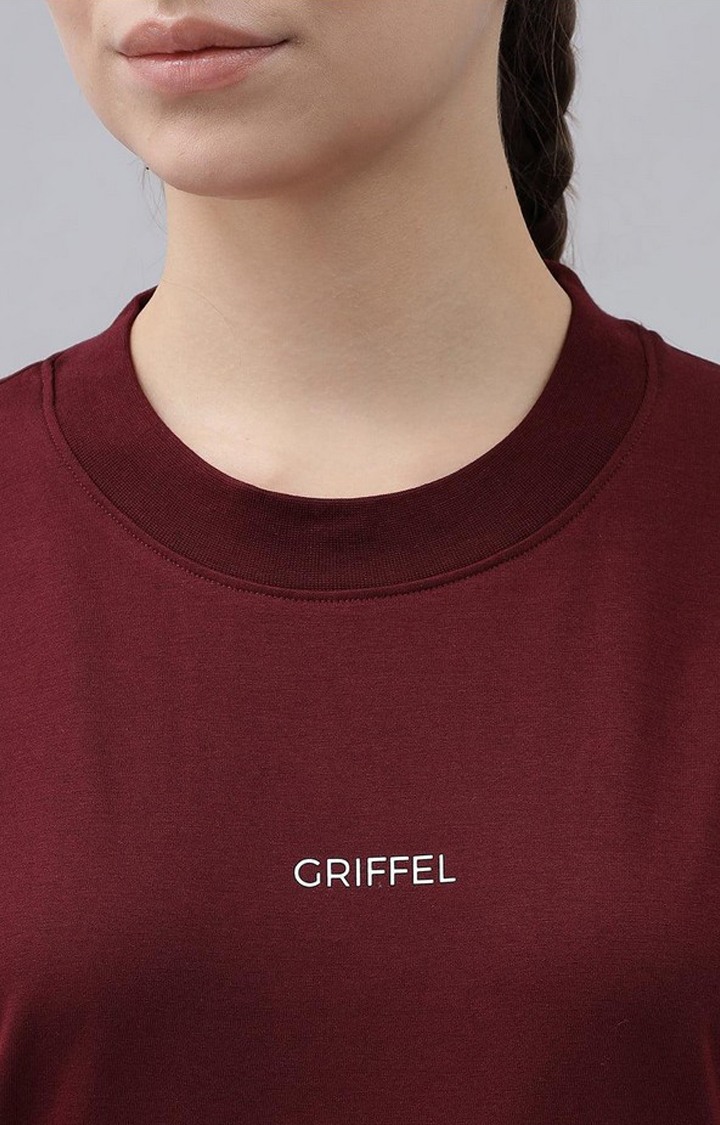Women's Maroon Solid Tracksuits