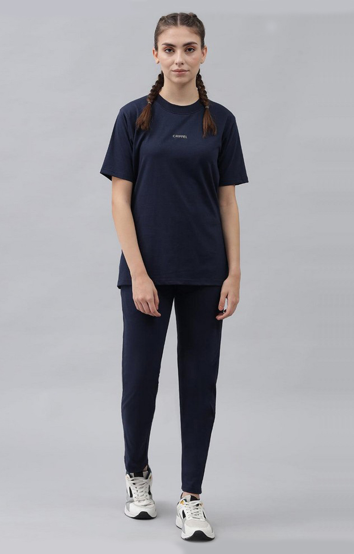 Women's Navy Solid Tracksuits