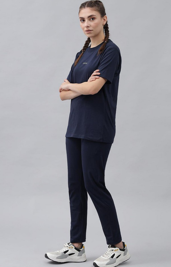 Women's Navy Solid Tracksuits
