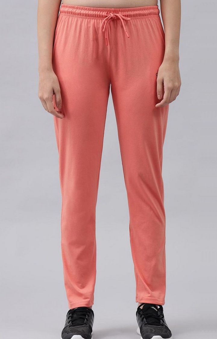 Women's Peach Solid Tracksuits