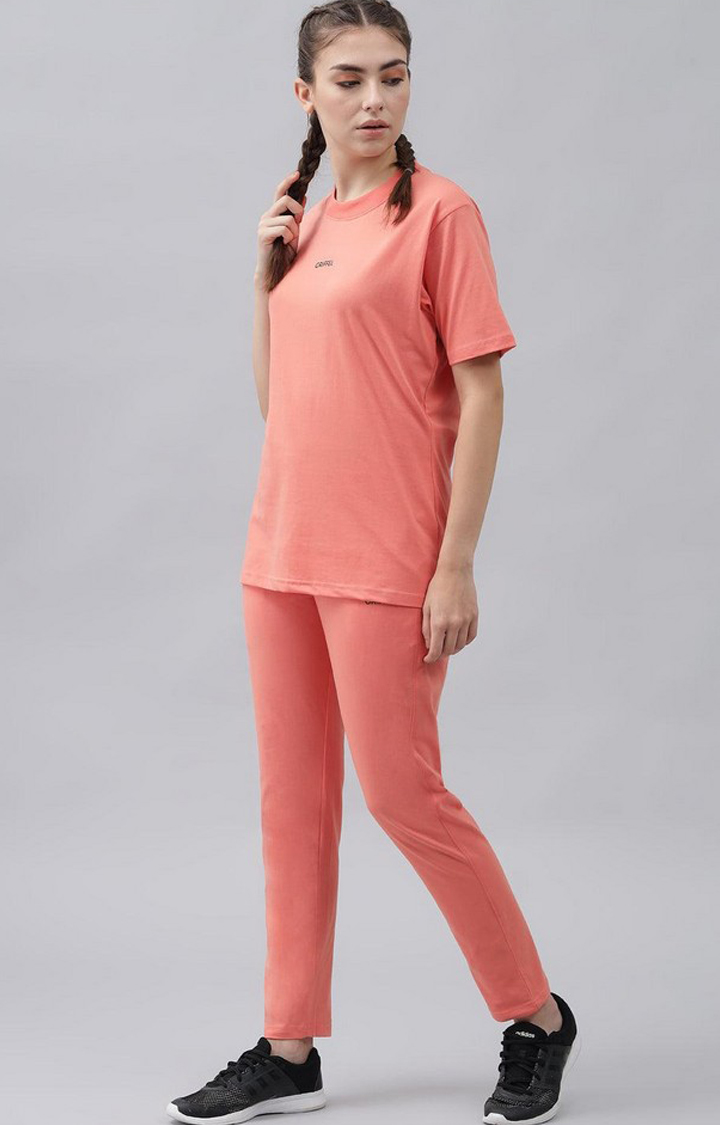 Women's Peach Solid Tracksuits