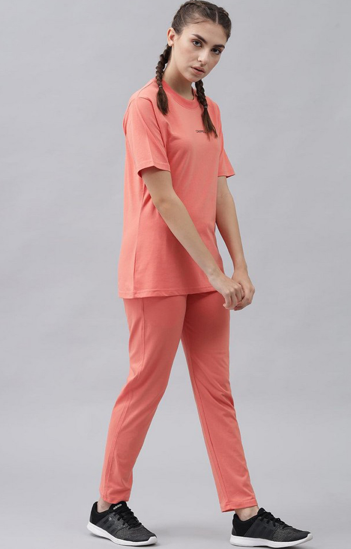 Women's Peach Solid Tracksuits