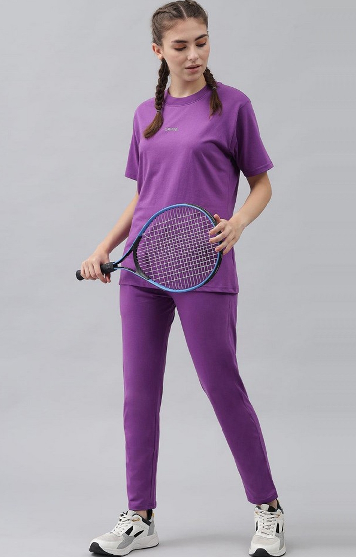 Women's Purple Solid Tracksuits