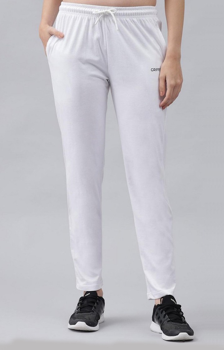 Women's White Solid Tracksuits