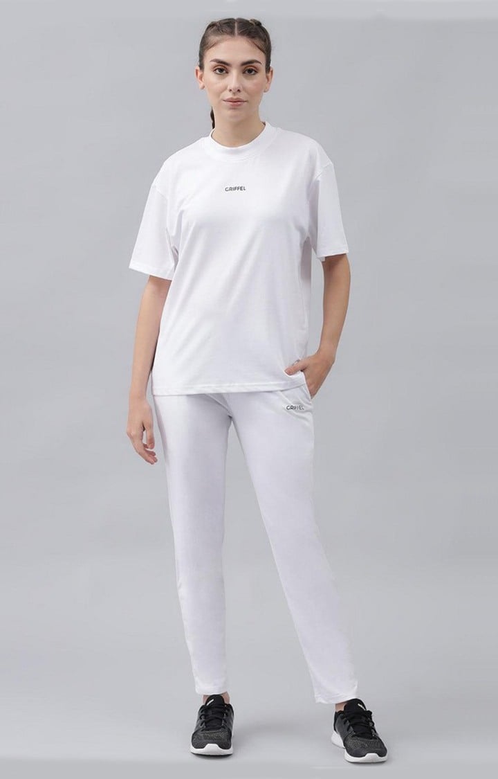 Women's White Solid Tracksuits