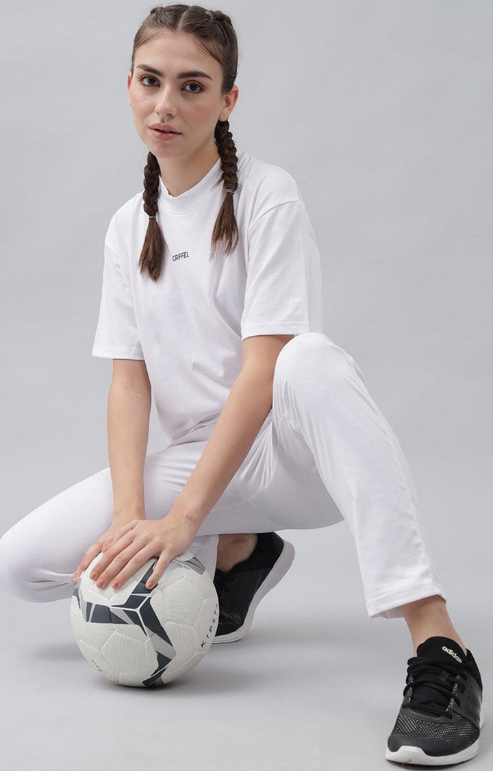 Women's White Solid Tracksuits