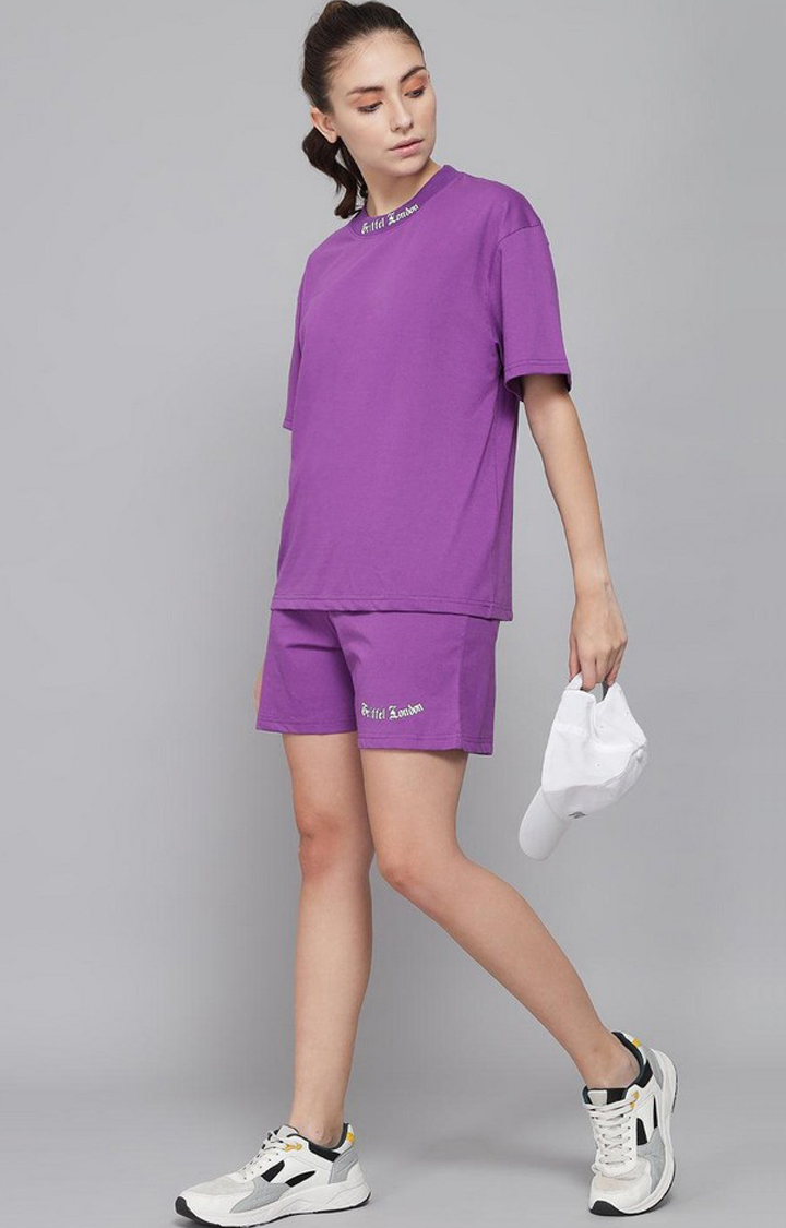 Women's Purple Solid Co-ords