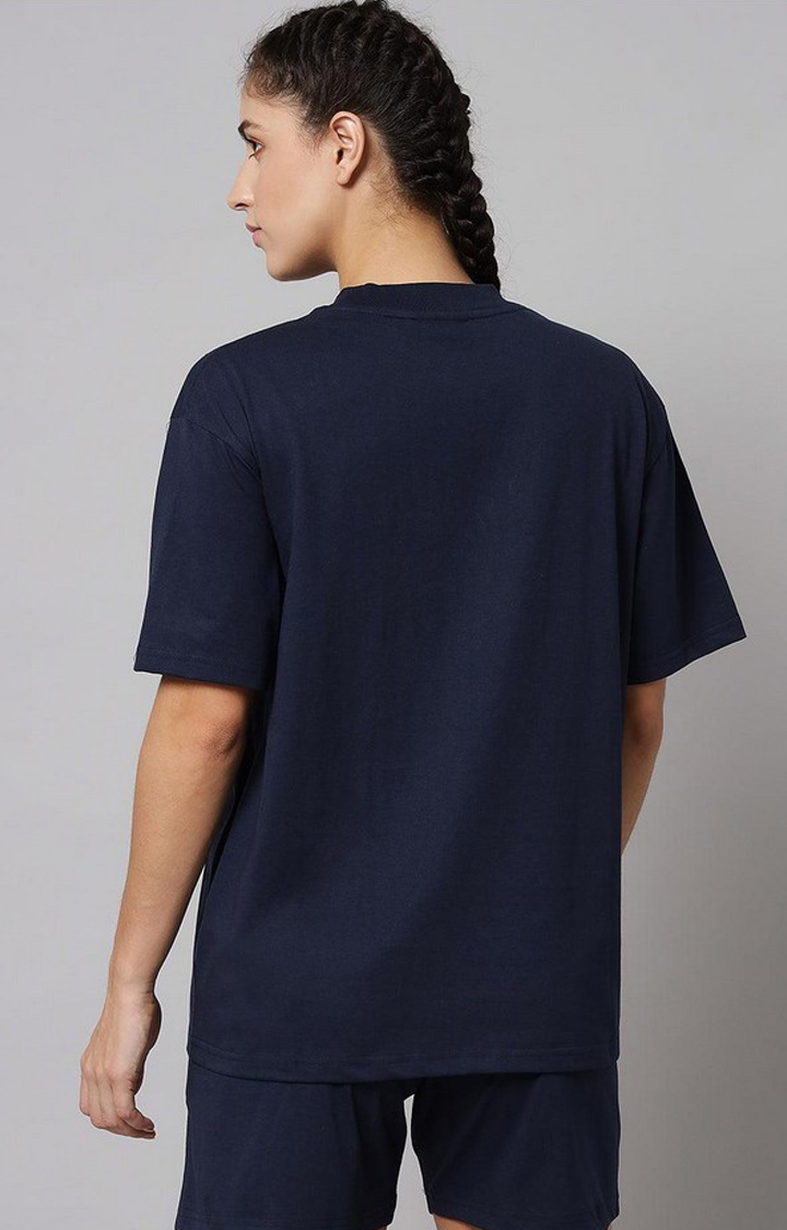 Women's Navy Blue Typographic Co-ords