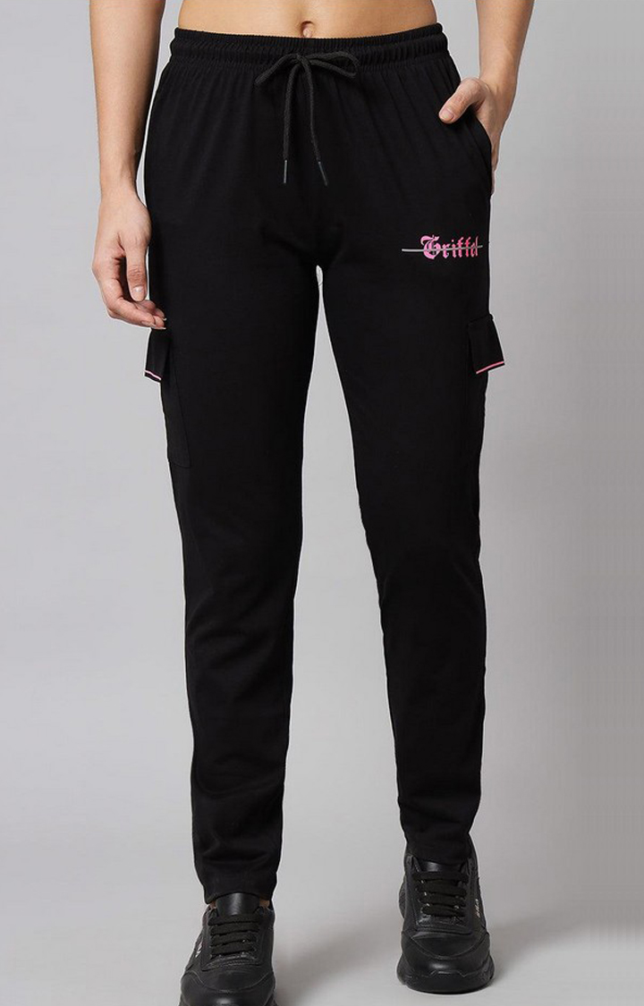 Women's Black Printed Tracksuits