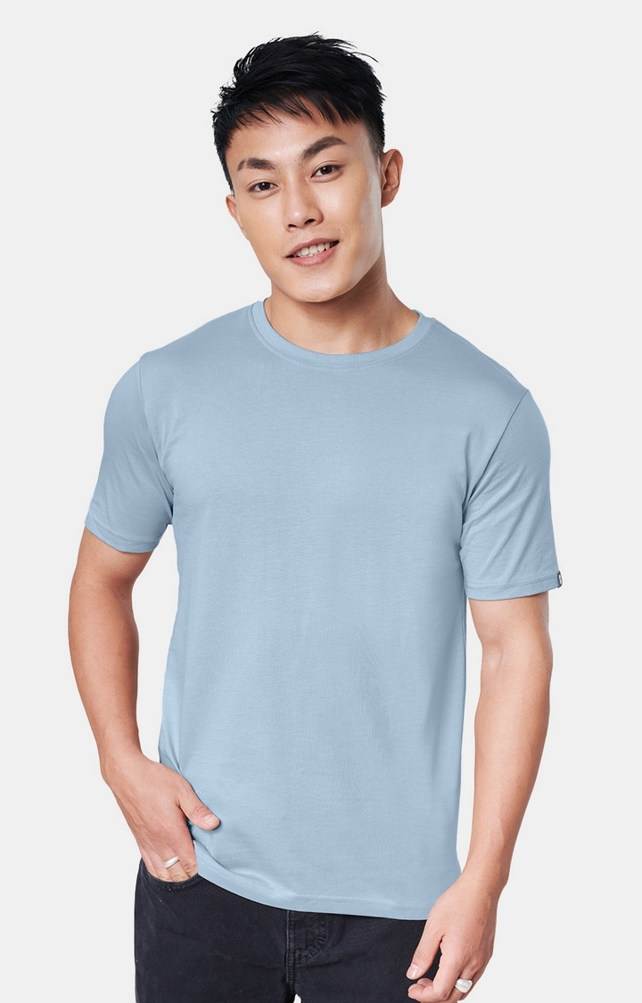 The Souled Store | Men's Solids Powder Blue T-Shirts