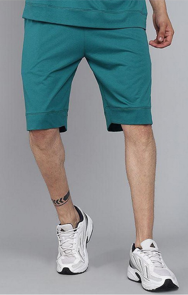 Men's Bottle Green Solid Shorts