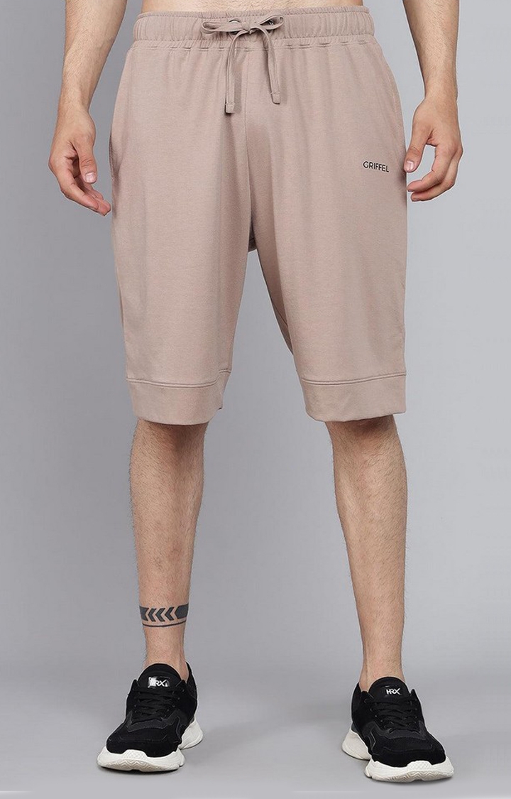 GRIFFEL | Men's Brown Solid Shorts