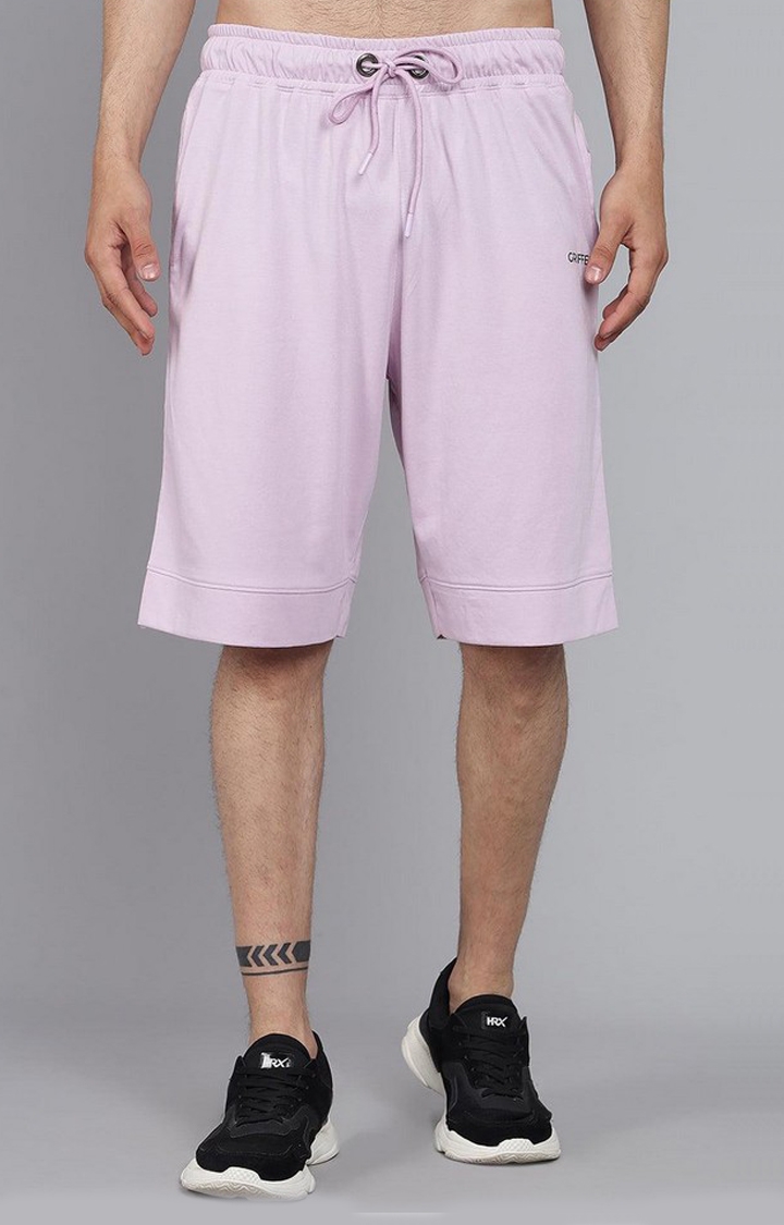 Men's Purple Cotton Solid Shorts