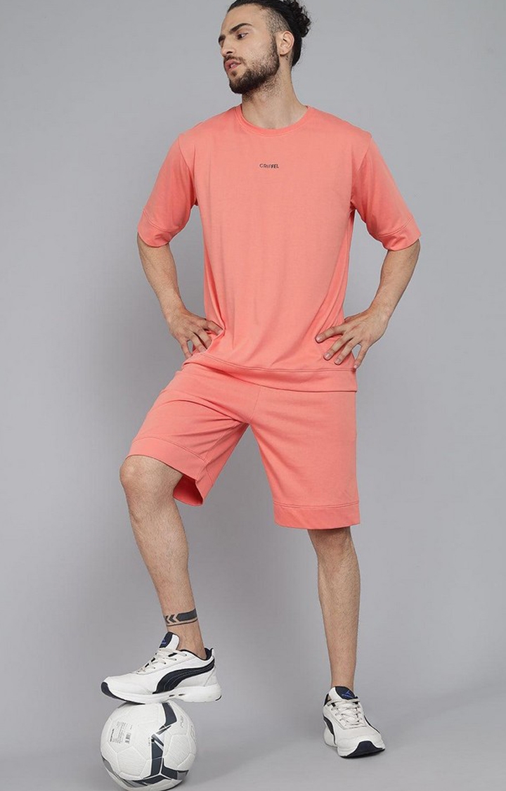 Men's Peach Solid Shorts