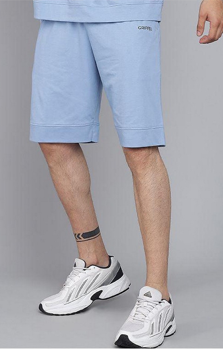 Men's Sky Blue Solid Shorts
