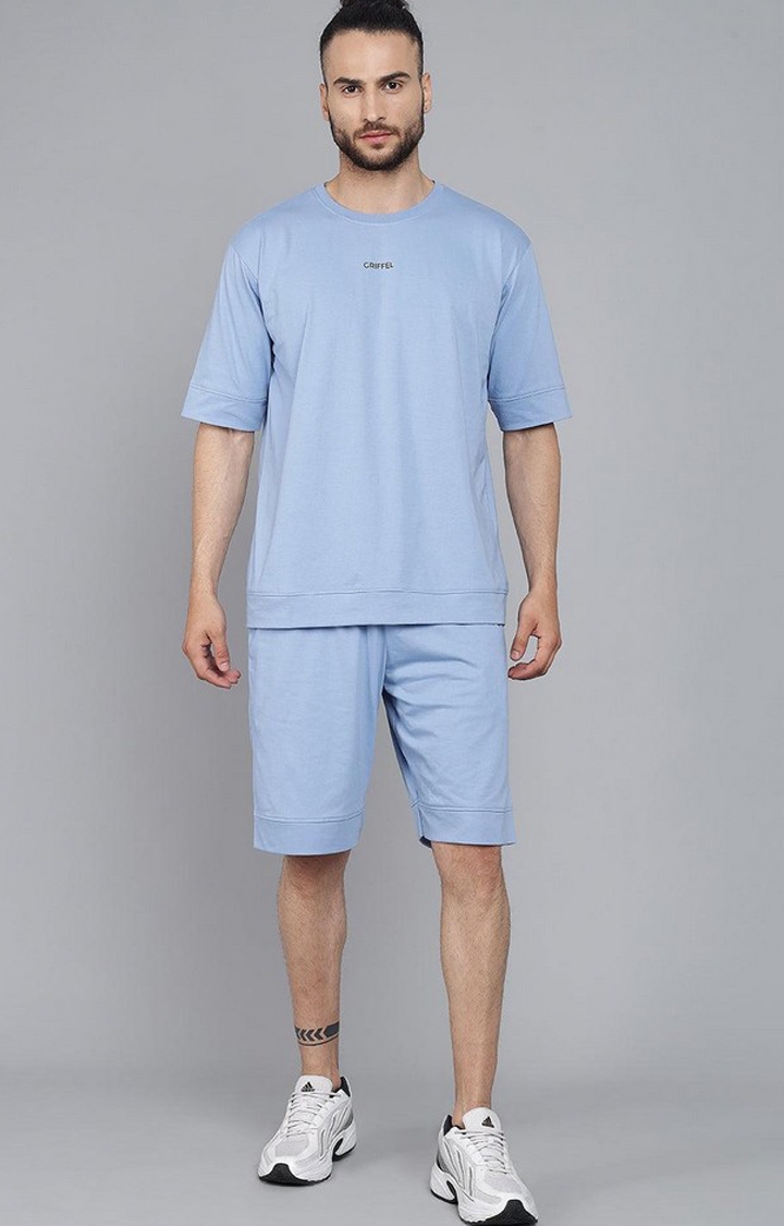 Men's Sky Blue Solid Shorts