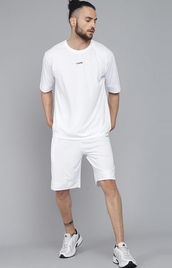 Men's White Solid Shorts