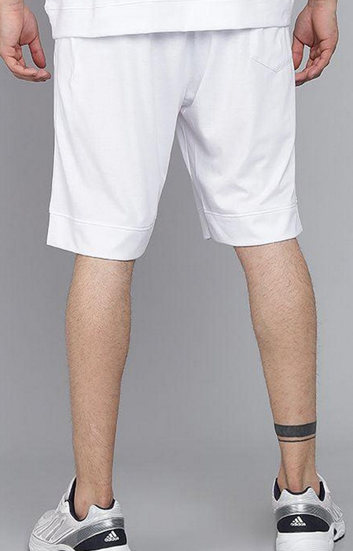 Men's White Solid Shorts