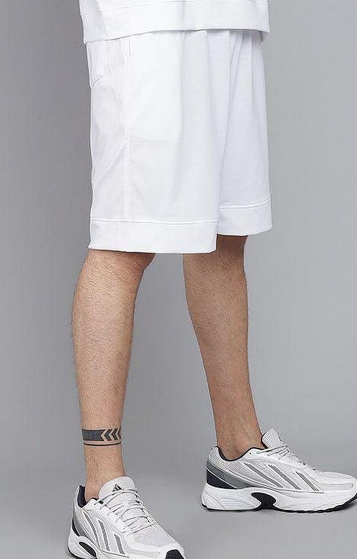 Men's White Solid Shorts