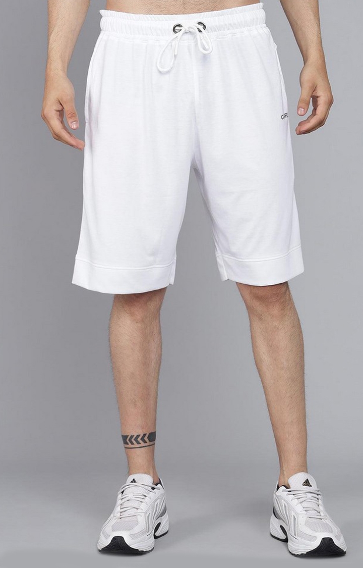 GRIFFEL | Men's White Cotton Solid Shorts