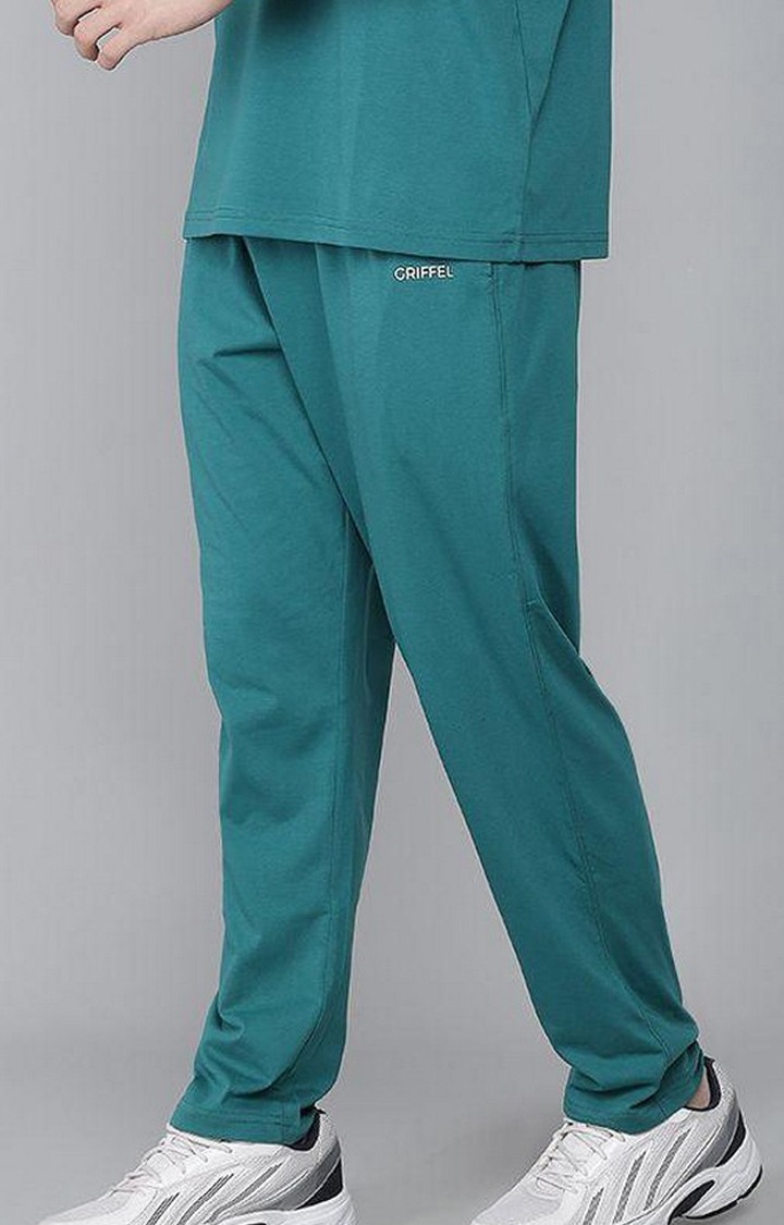 Men's Bottle Green Solid Trackpants