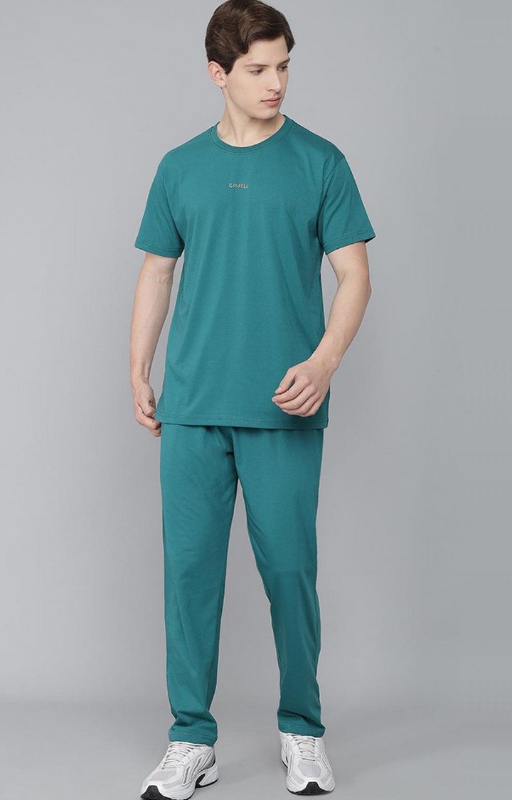 Men's Bottle Green Solid Trackpants