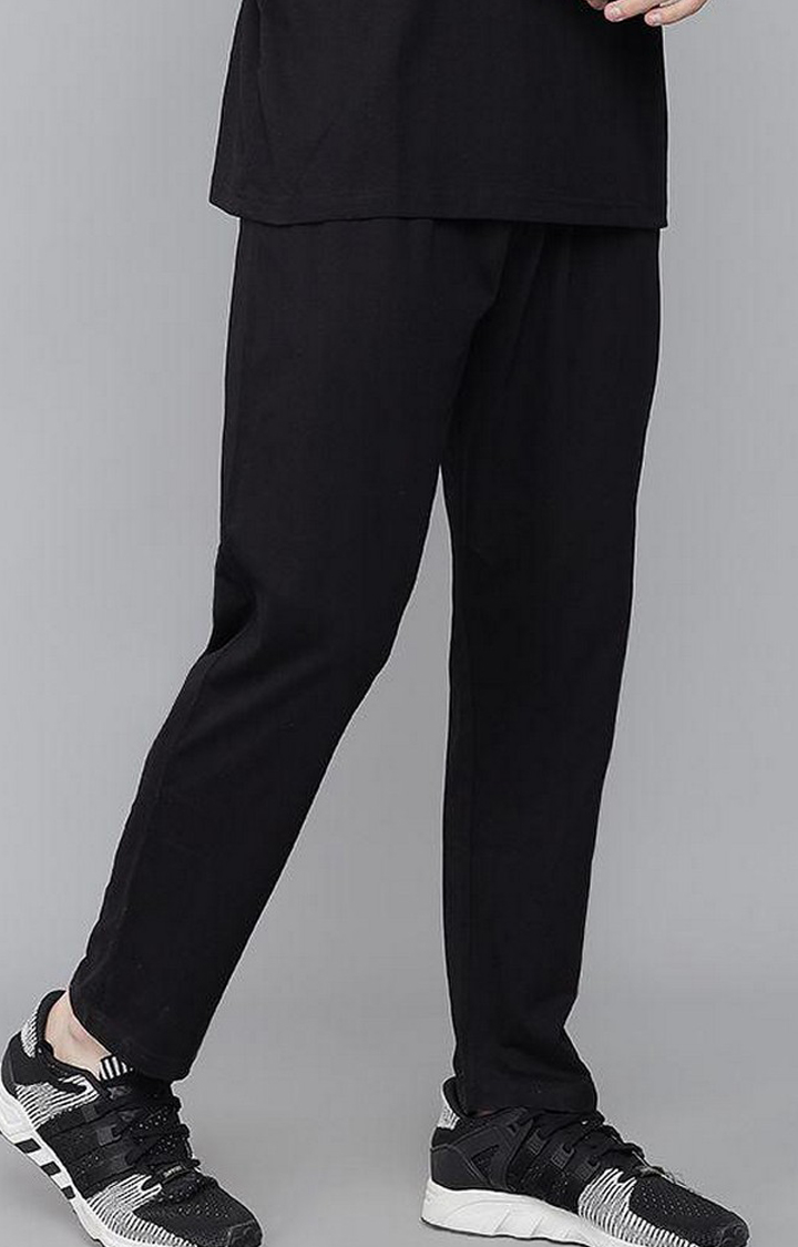 Men's Black Solid Trackpants