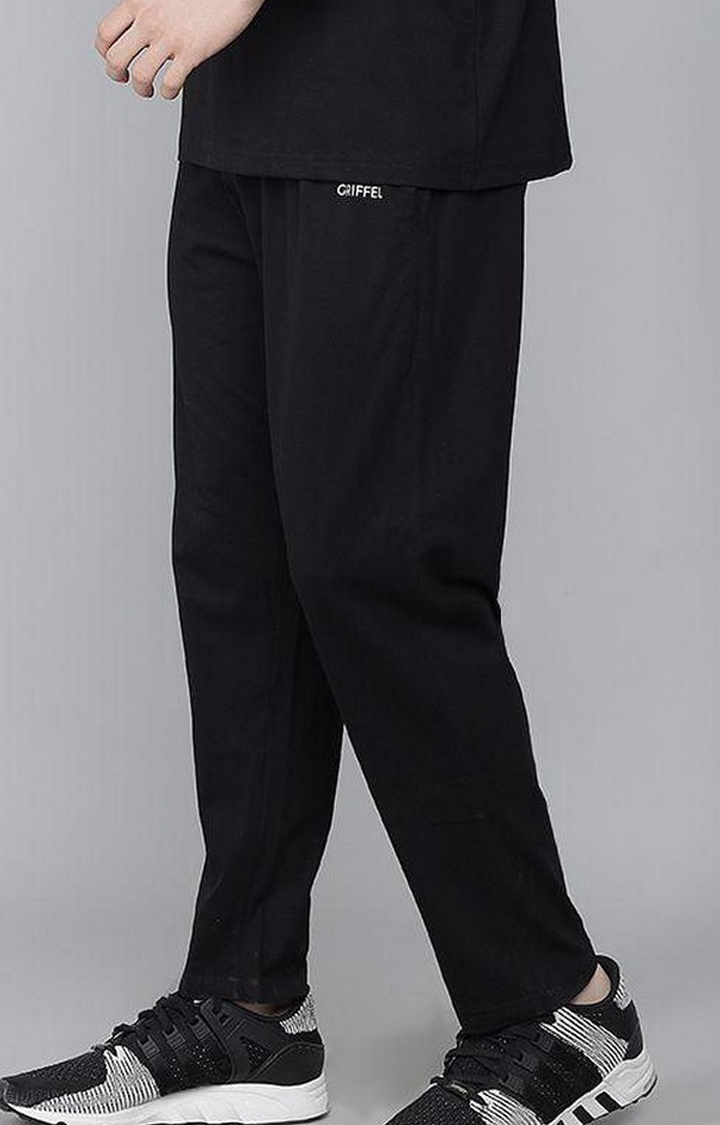 Men's Black Solid Trackpants